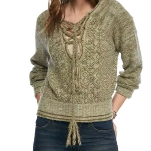 Free People Hoops‎ and Hollas Sweater Top XS Moss Green - Picture 2 of 9